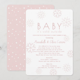 Snöflingor Baby dess Kall Rosa Baby Shower med pos Inbjudningar