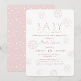 Snöflingor Baby dess Kall Rosa Virtuell babystövel Inbjudningar