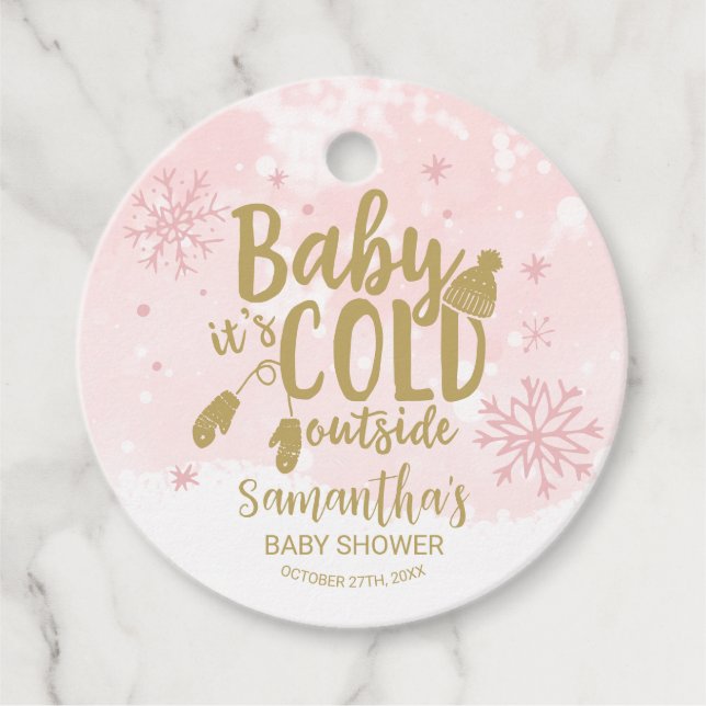 Snöflingor Baby Det är Kall utanför babyskabinka Gåvor Etiketter (Framsida)