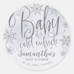 Snöflingor Baby Det är Kall utanför Grått Baby Sho Runt Klistermärke