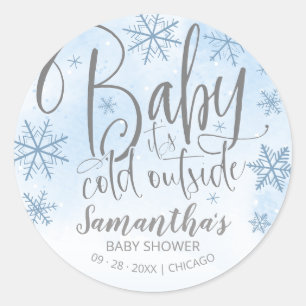 Snöflingor Baby Det är Kall utanför pojkbabyskabru Runt Klistermärke