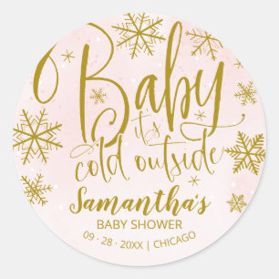 Snöflingor Baby Det är Kallet utanför Flickans bab Runt Klistermärke