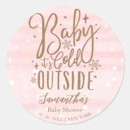 Snöflingor Baby Det är Kallet utanför Flickans bab Runt Klistermärke