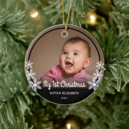 Snöflingor Baby - första julfotopappen Black Julgransprydnad Keramik