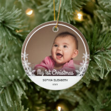 Snöflingor Baby: Första julfotopappen White