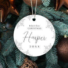 Snöflingor Baby: Första julskript Namn Julgransdekoration