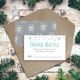 Snöflingor Baby Shower Diaper Raffle Tilläggskort