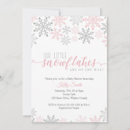 Snöflingor Baby Shower, Twin Girls, Winter, Twilli Inbjudningar