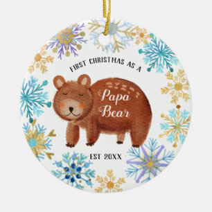 Snöflingor Blå jul som Pappa Björnsten Julgransprydnad Keramik