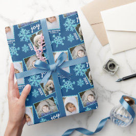 Snöflingor Blå opal Elegant Jul 3 Foto Presentpapper