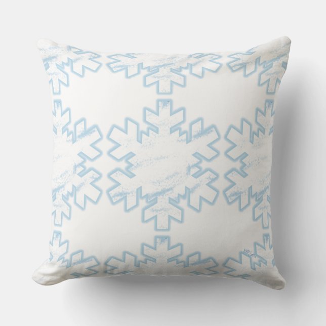 Snöflingor (blå/vita) kudde (Framsida)