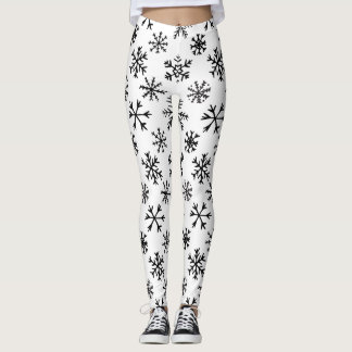 Snöflingor Black and White Mönster Leggings