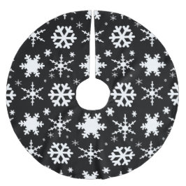 Snöflingor Black Julgransmatta Borstad Polyester