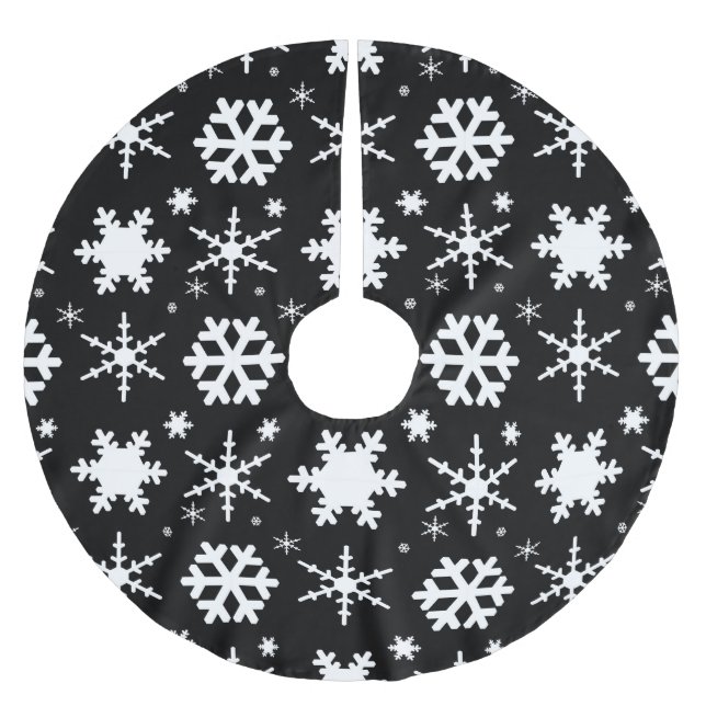 Snöflingor Black Julgransmatta Borstad Polyester (Framsidan)
