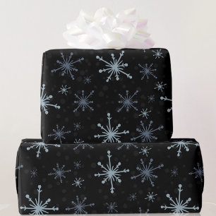 Snöflingor Black Mörk Julvinter Yule Presentpapper