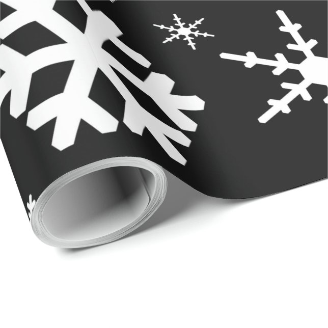 Snöflingor Black Presentpapper (Rullad Hörn)
