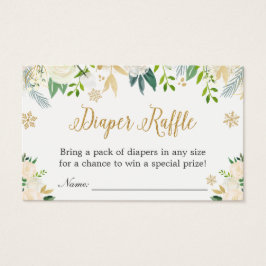 Snöflingor Blommigt Guld Baby Shower Diaper Raffle Visitkort