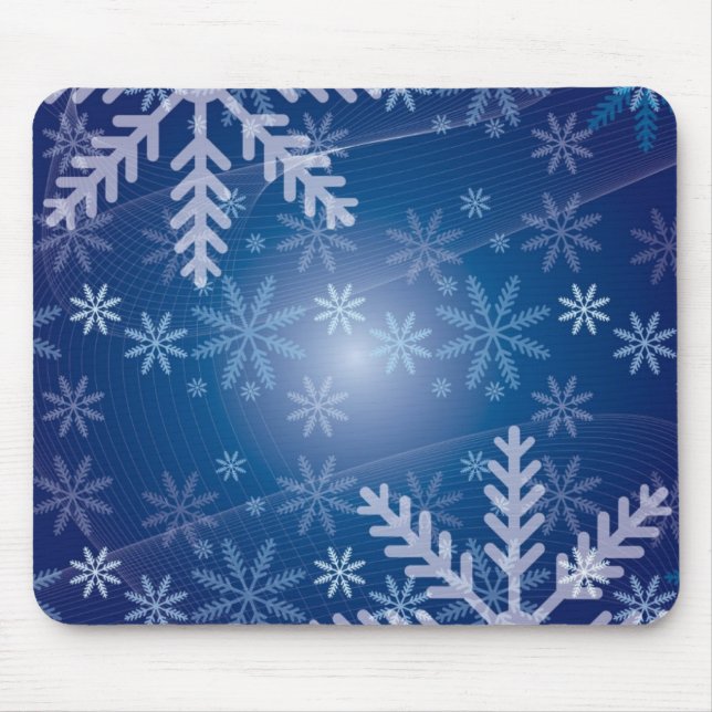 Snöflingor Blue Background Mousepad Musmatta (Framsidan)