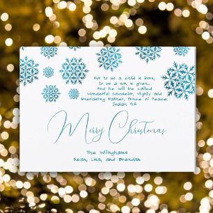 Snöflingor Blue Christian Scripting Card Inbjudningar