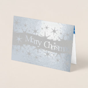Snöflingor Blue God jul - Silver Foil Card Folierat Kort
