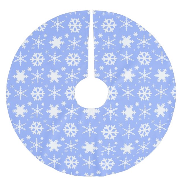 Snöflingor Blue Julgransmatta Borstad Polyester (Framsidan)
