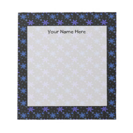 Snöflingor Blue Lila på Black Anteckningsblock