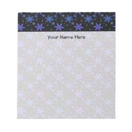 Snöflingor Blue Lila på Black Anteckningsblock