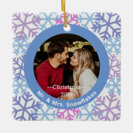 Snöflingor Blue Photo jul Ornament