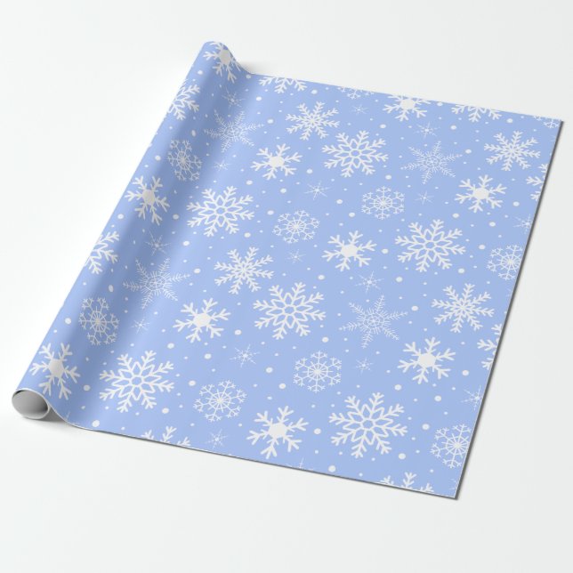 Snöflingor Blue Presentpapper (Utrullad)