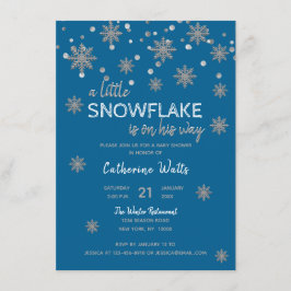 Snöflingor Blue Silver Grått BABY SHOWER| BOKFÖRIN Inbjudningar