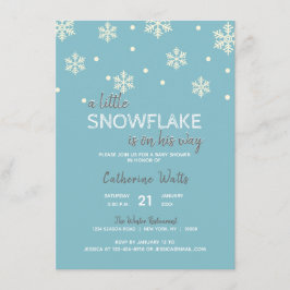 Snöflingor Blue Silver Grått BABY SHOWER | BOY Inbjudningar