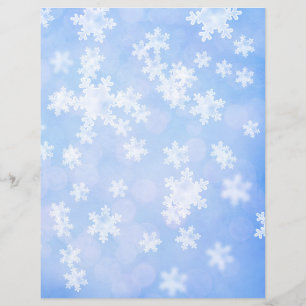 Snöflingor & Bokeh Blå Scrapbookpapper