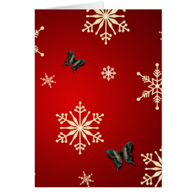 Snöflingor & Butterflies Hälsningskort (Framsidan)