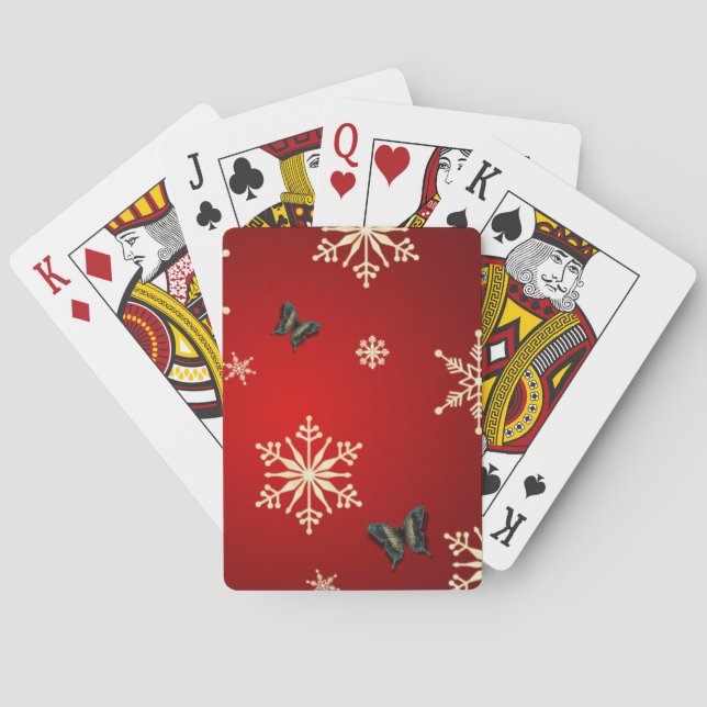 Snöflingor & Butterflies Spel Kort (Baksidan)