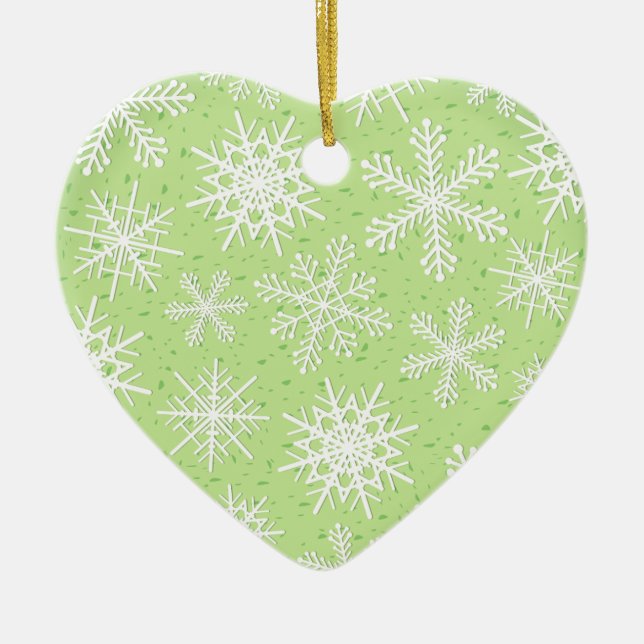 Snöflingor, dekorerat julgransprydnad keramik (Framsidan)