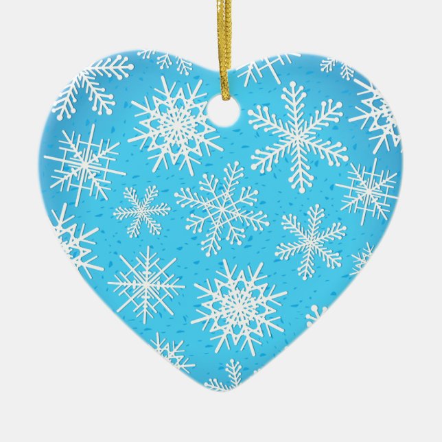 Snöflingor, dekorerat julgransprydnad keramik (Framsidan)