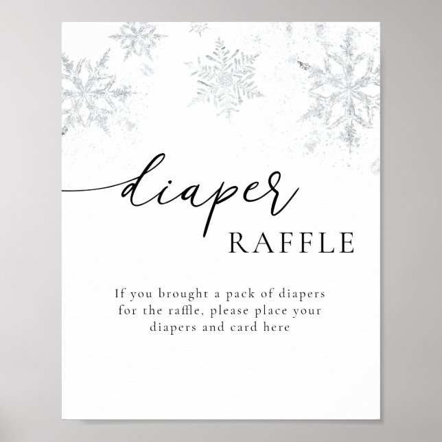 Snöflingor Diaper Raffle Sign Poster (Framsidan)