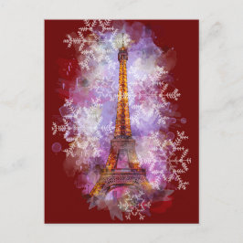 Snöflingor Eiffel Torn Paris-vinterjul Helg Vykort