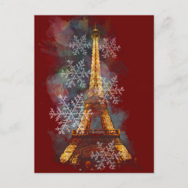 Snöflingor Eiffel Torn Paris-vinterjul Helg Vykort