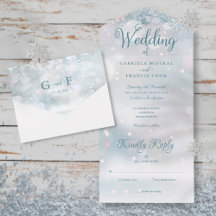 Snöflingor Elegant Script Winter Wedding