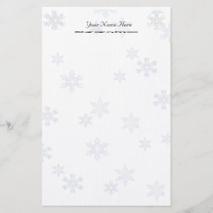 Snöflingor Elegant White Stationery Linen Papper