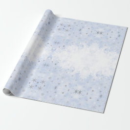 Snöflingor faux metall på baby blue pastel färg presentpapper