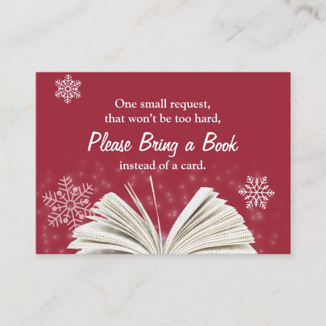 Snöflingor för in en Bok-babydusch Tilläggskort (Framsida)