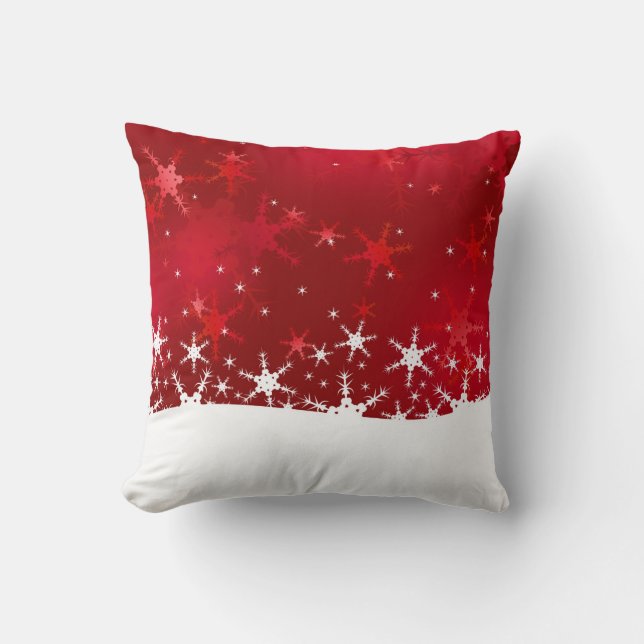 Snöflingor för Jul Red Winter Kudde (Framsida)
