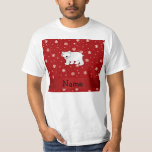 Snöflingor för känd polar björn för personlig röd tee shirt