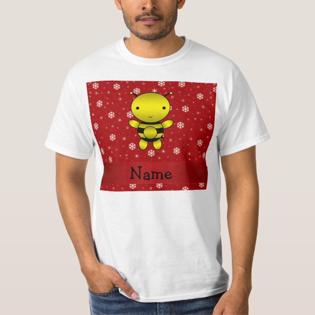 Snöflingor för känt bi för personlig röd t shirt (Framsida)