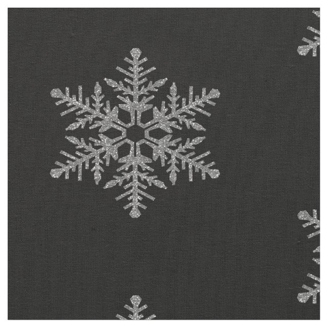 Snöflingor för silverFauxglitter på svart Tyg (Närbild)