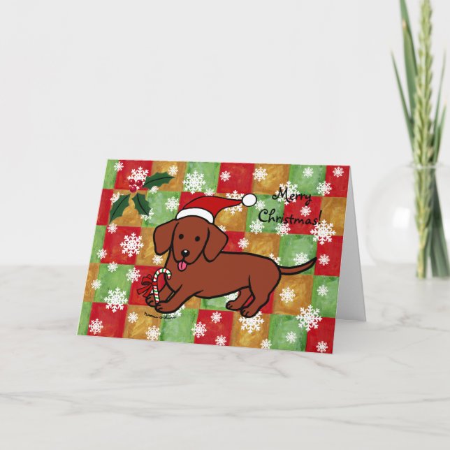 Snöflingor för taxjulcandy cane helgkort (Framsida)