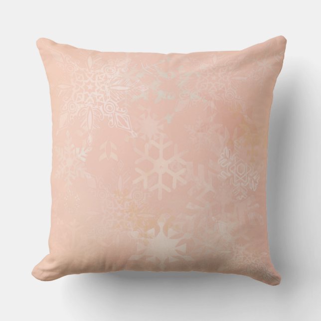 Snöflingor för vit mjuk persika kudde (Framsida)