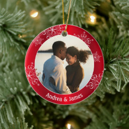 Snöflingor Första julen Red Ram Julgransprydnad Keramik